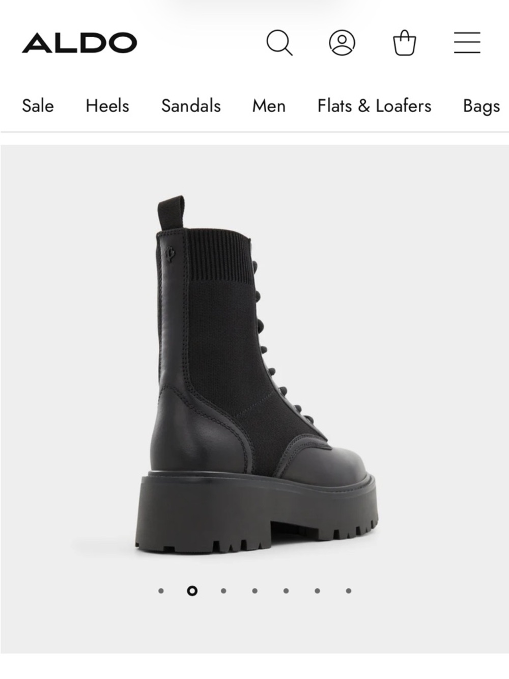 Aldo Black Lace-Up Platform Combat Boots 9